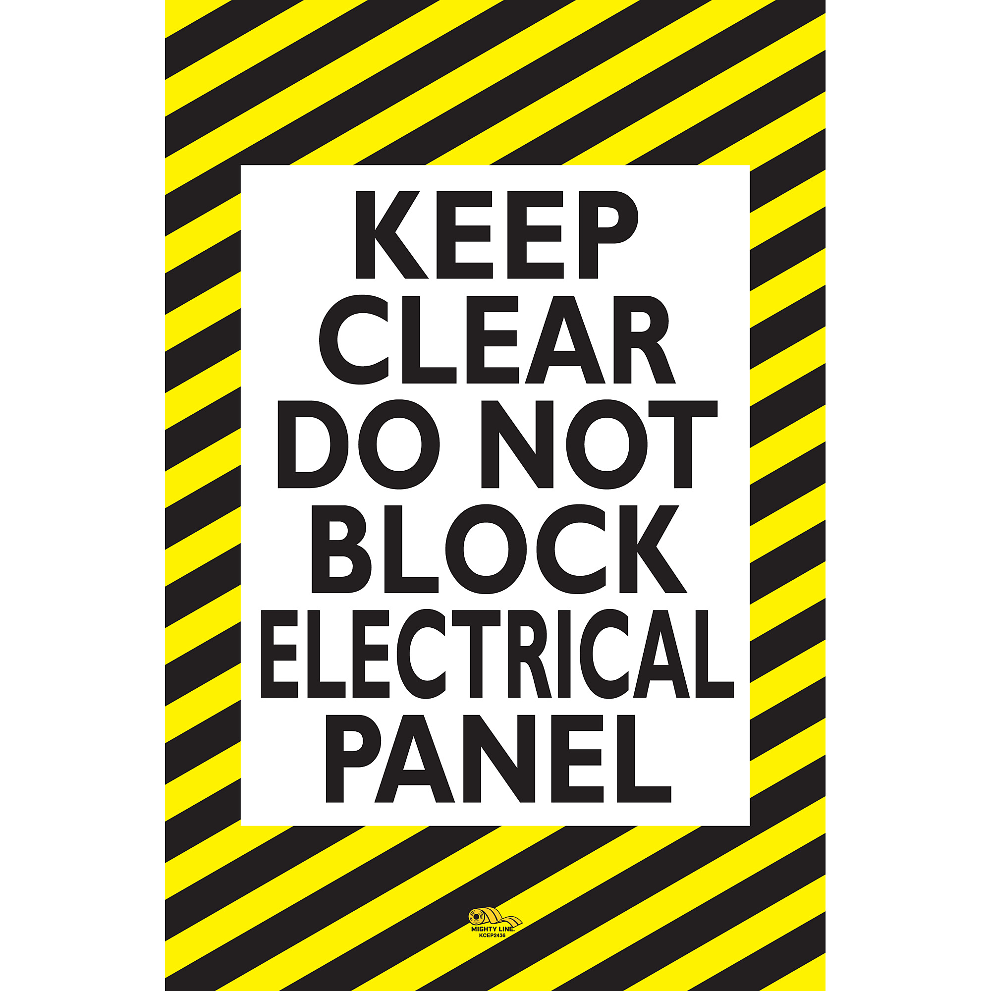 Mighty Line Industrial Strength Floor Sign — Keep Clear Do Not Block Electrical Panel, 24in. x 36in., 30 Mils Thick, Model# KCEP2436